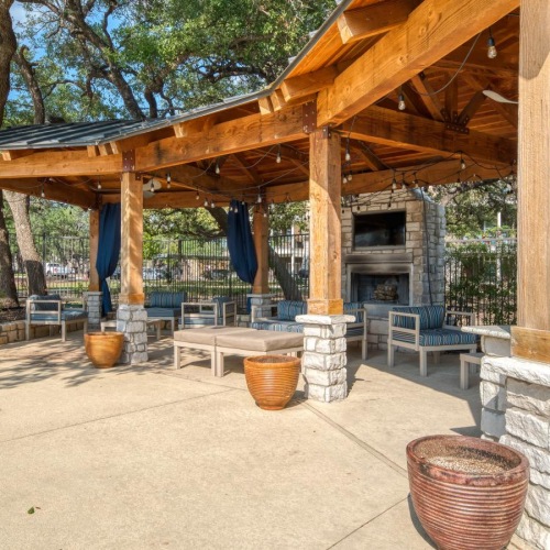 covered patio area with seating